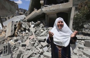 Gaza rubble July 16 2014