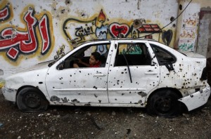 Gaza- shrapnel car August 9 2014