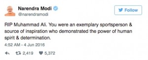 Narendra Modi tweet regardint M. Ali