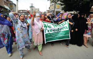 Women protesting in Srinagar on July 31st