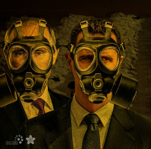 Putin & Assad in gas masks Aug 21 2017
