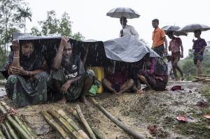 Ro refugees in monsoon rains (Paula Bronstein:Getty Images) Sept 20 2017