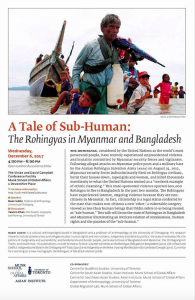 Toronto event for Rohingya Dec 6 2017