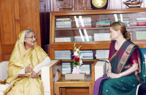 Sheikh Hasina meeting with Swedish Ambassador to Dhaka Charlotta Schylyter (Jan 29 2018) from Dhaka Tribune Jan 30 2018