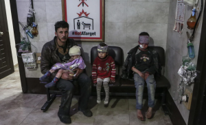 Syrian & injured kids at field hospital in Eastern Ghouta (Samer Bouidani:dpa:Alamy Live News) Feb 21 2018