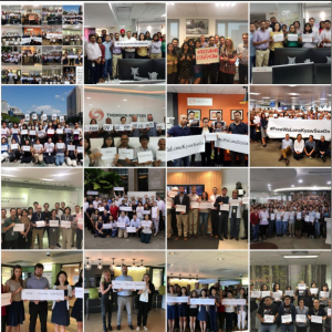 Collage of journalists in support of Wa Lone and Kyaw Soe Oo (Reuters bureau chief) Sept 5 2018